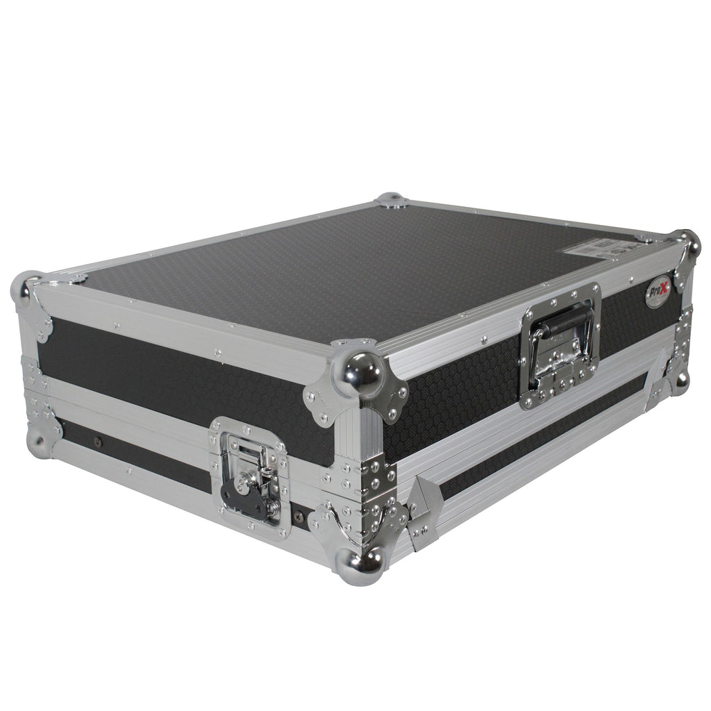ProX Universal Flight Case with Shelf for Small-to-Medium Size DJ Controllers - Silver on Black - View 9 | MusicMarket