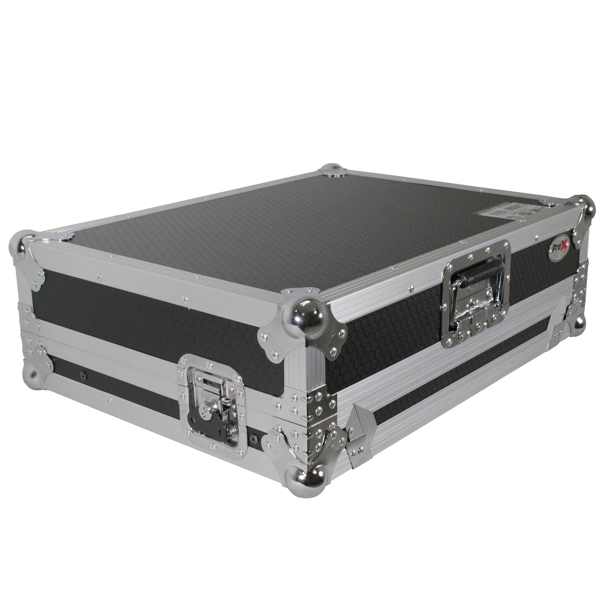 ProX Universal Flight Case with Shelf for Small-to-Medium Size DJ Controllers - Silver on Black - View 9 | MusicMarket