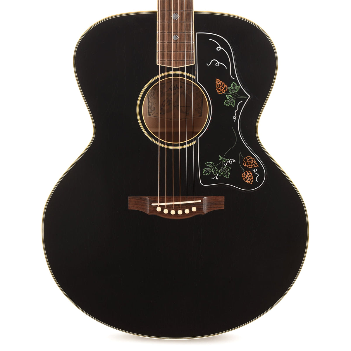 Atkin The AJ "Hops Guard" Baked Sitka Spruce/AAA Flamed Maple Black Top - Angle 2 | MUSICTONER