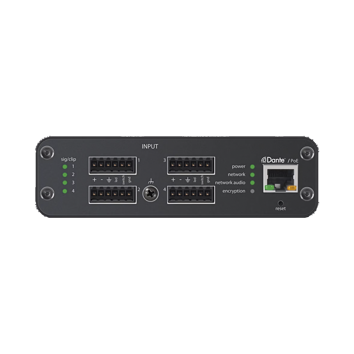 Shure Microflex Advance 4-Channel Dante Mic/Line Audio Network Interface Unit, Block Inputs - Open Box, Mint -