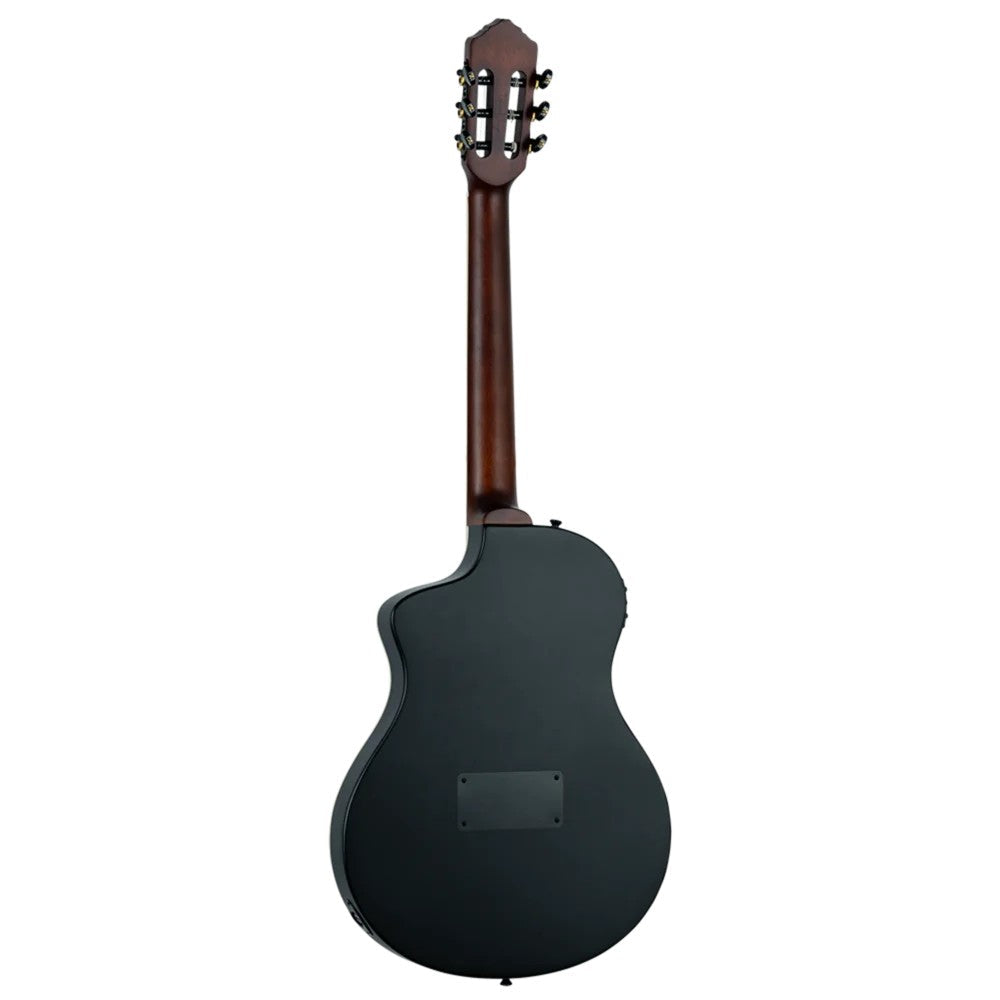 Ortega Tour Player Series Thinline Crossover Nylon String Acoustic Electric Guitar - Black - View 4 | MusicMarket