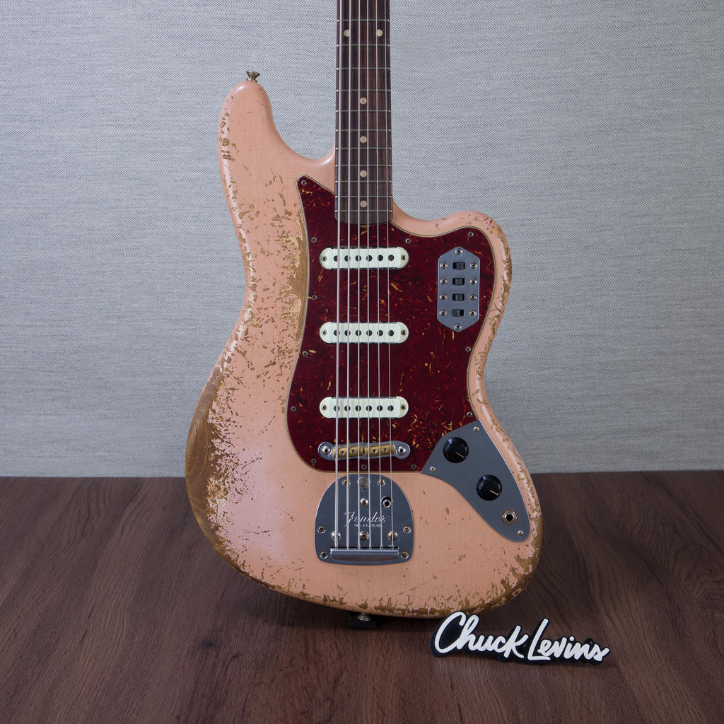 Fender Custom Shop Time Machine Series 1962 Bass VI Super Heavy Relic Electric Bass Guitar - Aged Dirty Shell Pink