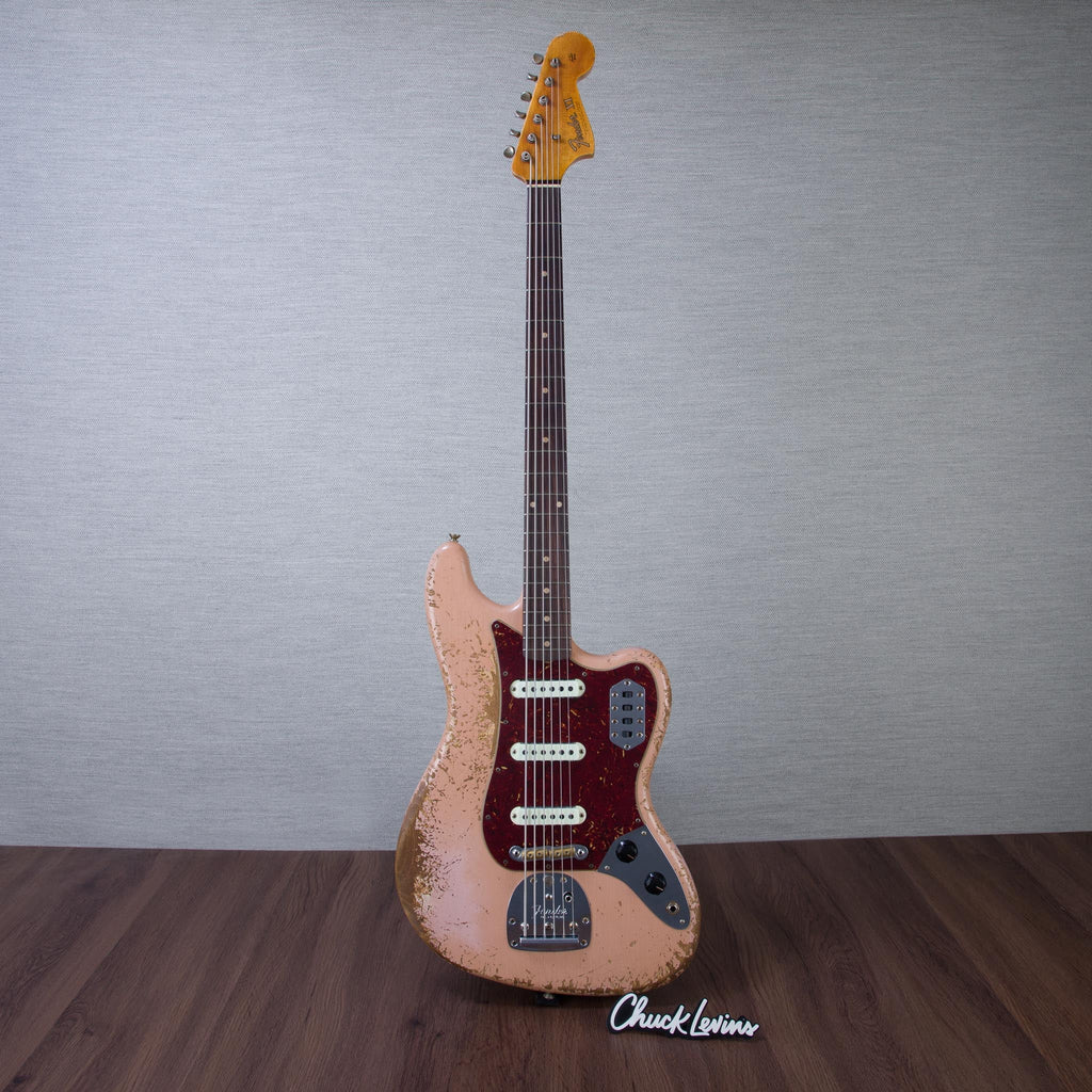 Fender Custom Shop Time Machine Series 1962 Bass VI Super Heavy Relic Electric Bass Guitar - Aged Dirty Shell Pink