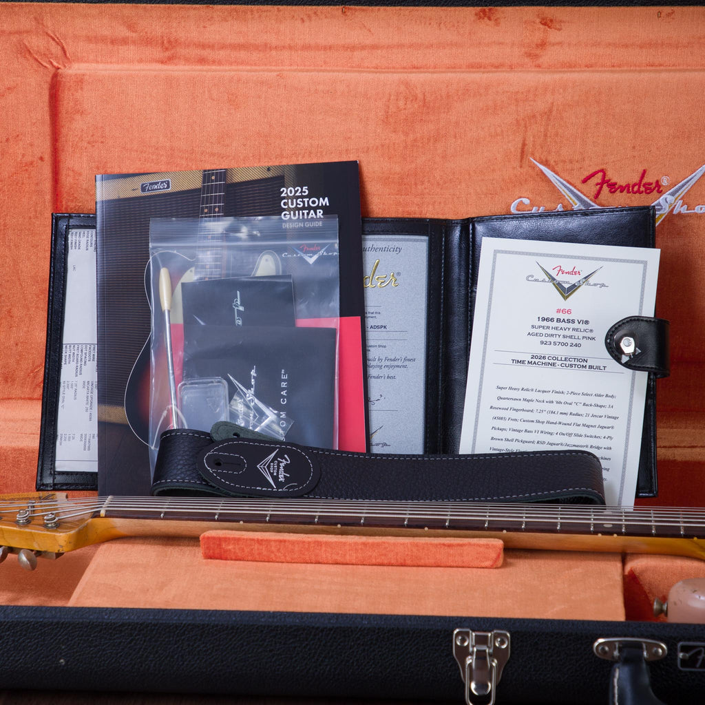 Fender Custom Shop Time Machine Series 1962 Bass VI Super Heavy Relic Electric Bass Guitar - Aged Dirty Shell Pink