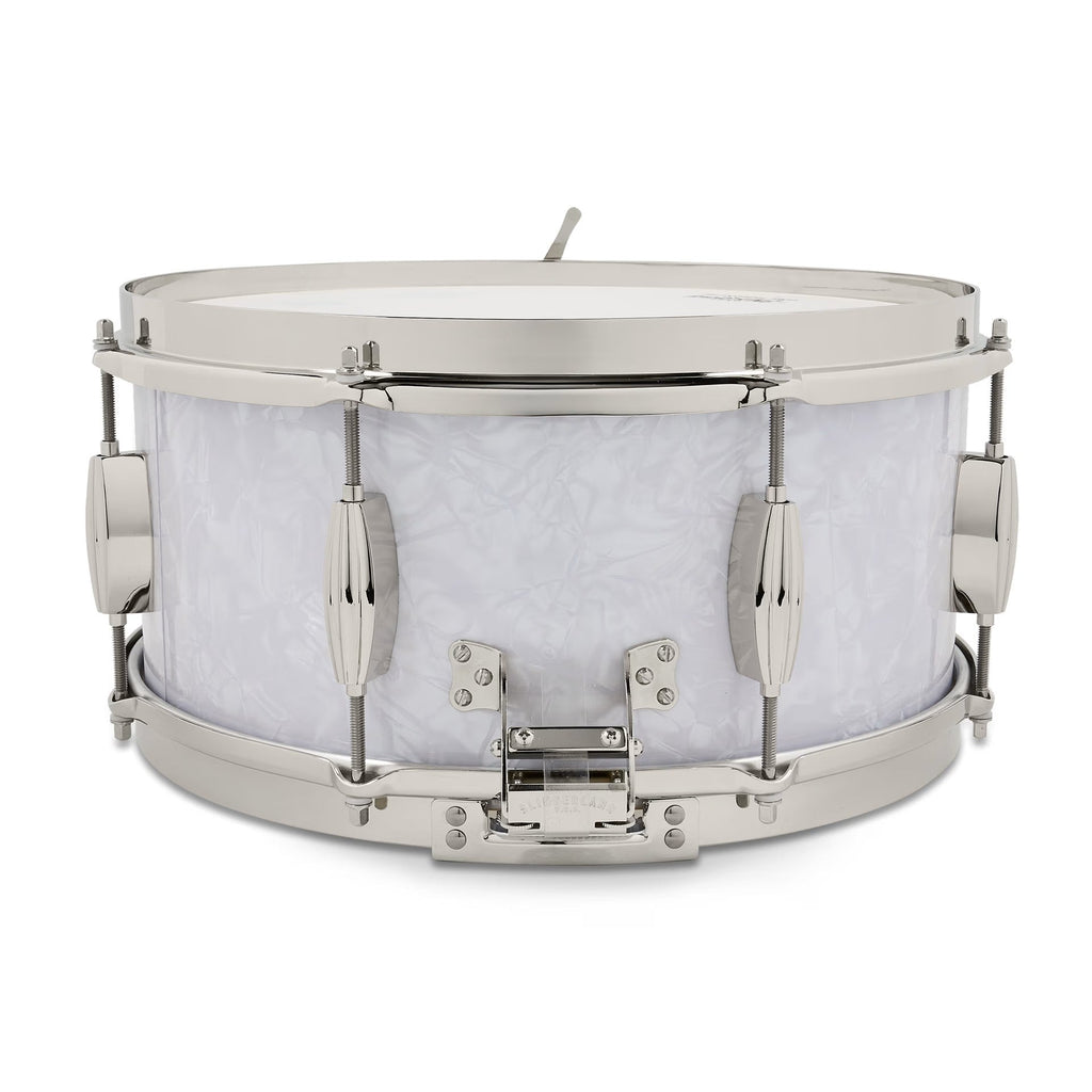 Slingerland 6.5 x 14-Inch Gene Krupa Radio King Solid Maple Snare Drum - White Marine Pearl - View 4 | MusicMarket