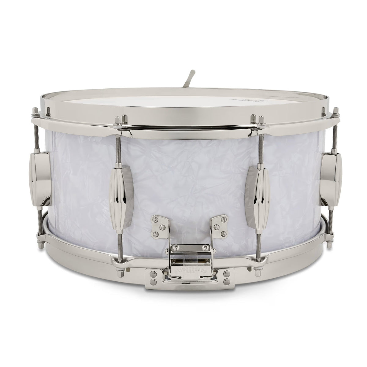 Slingerland 6.5 x 14-Inch Gene Krupa Radio King Solid Maple Snare Drum - White Marine Pearl - View 4 | MusicMarket