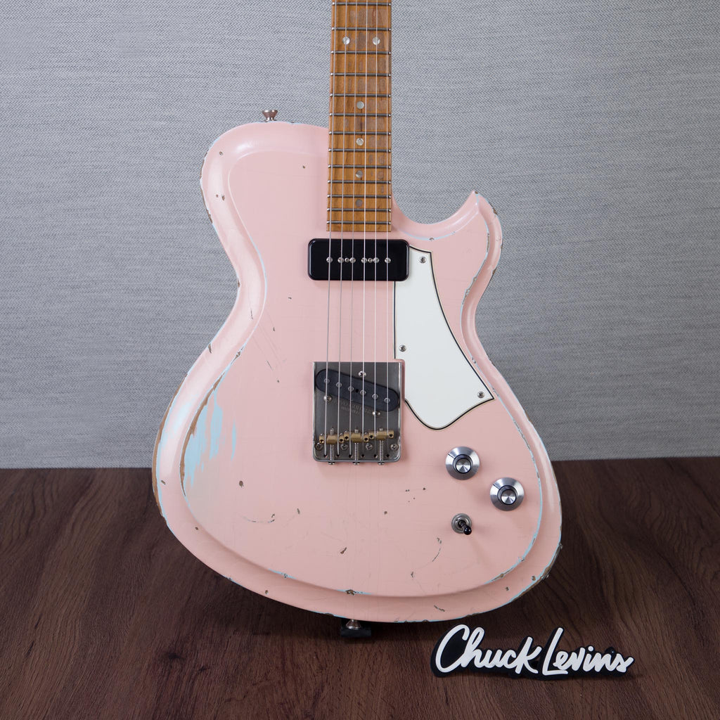 Novo Guitars Solus F2 Electric Guitar - FOF Shell Pink over Sonic Blue - #26047 - MusicMarket