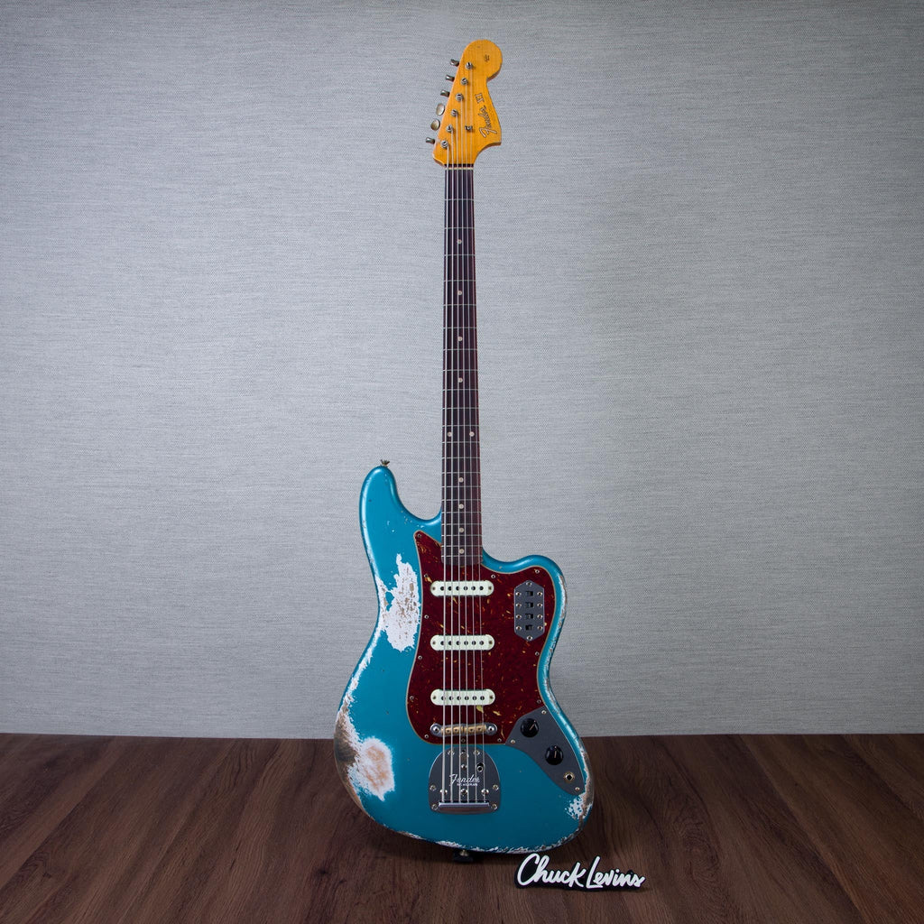 Fender Custom Shop 1962 Bass VI Super Heavy Relic Electric Guitar - Faded Ocean Turquoise - #CZ591279 - View 2 |