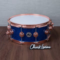 DW 6 x 14-Inch Collector's Pure Oak Snare Drum - Blue Glass with Copper Hardware - MusicMarket