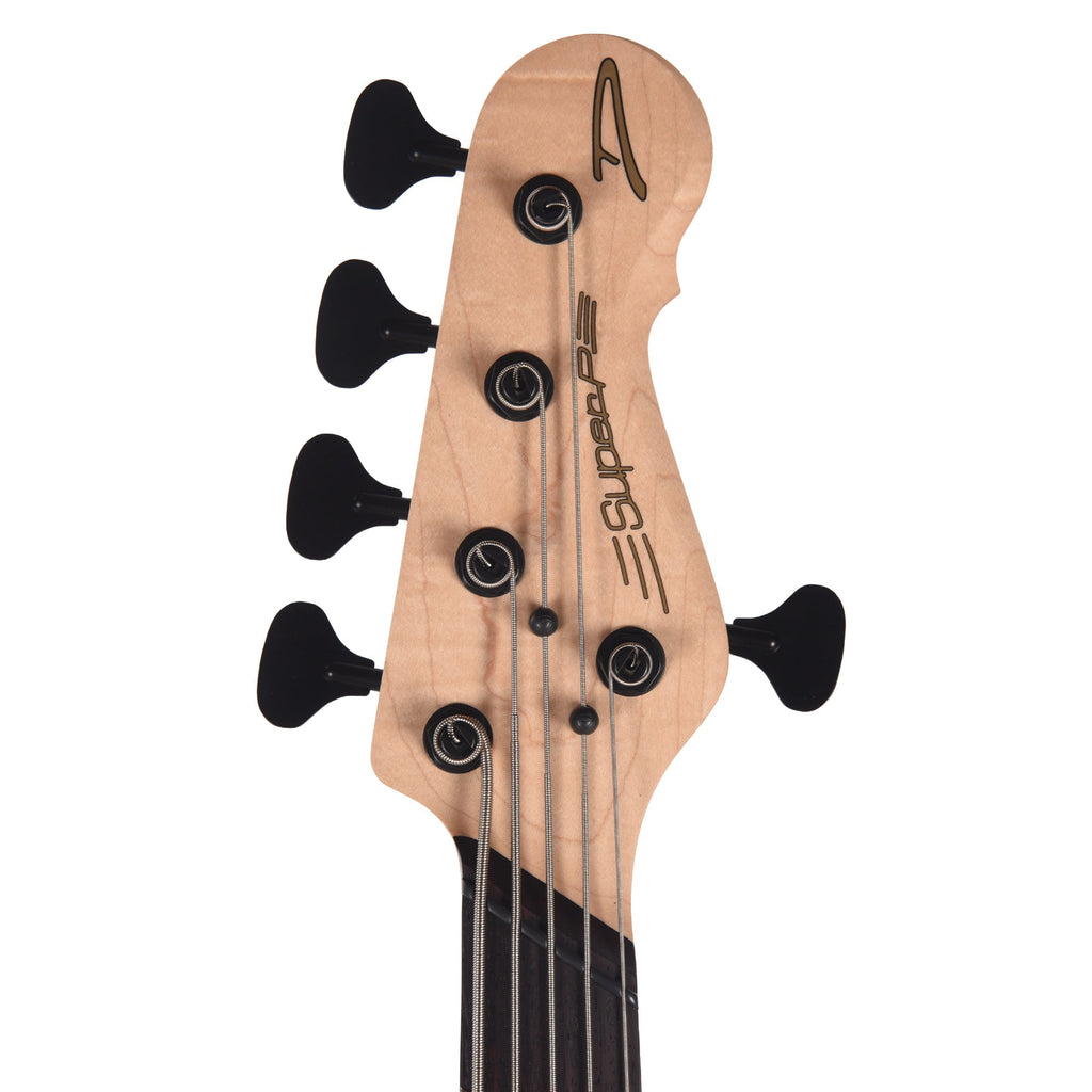 Dingwall SP1 Superbass 5-String Gloss Metallic Black w/Matte Gold Pickguard - Angle 6 | MUSICTONER