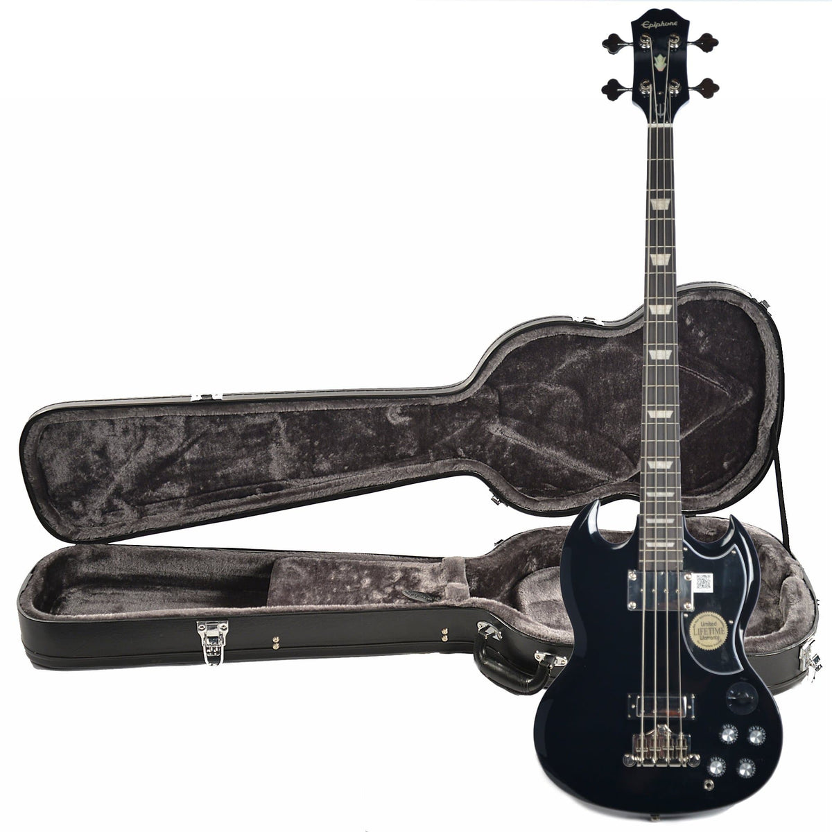 Epiphone EB-3 Bass Ebony CH and Epiphone Hardshell Case Bundle - MusicMarket