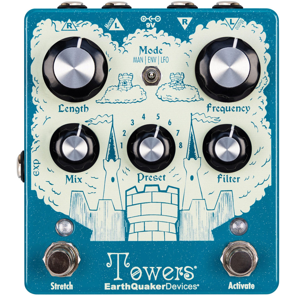 EarthQuaker Devices Towers Soundscape Generator Stereo Reverberant Filter Effects Pedal - MusicMarket
