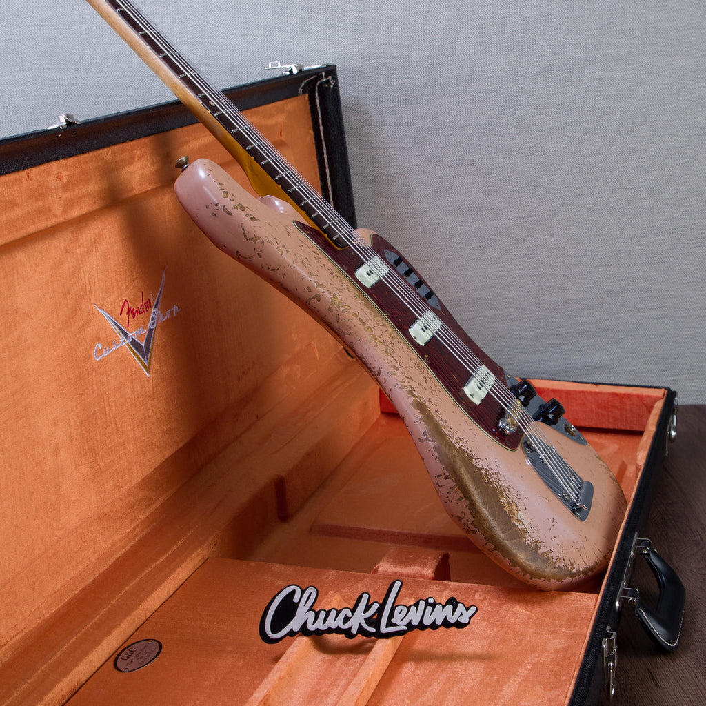 Fender Custom Shop Time Machine Series 1962 Bass VI Super Heavy Relic Electric Bass Guitar - Aged Dirty Shell Pink