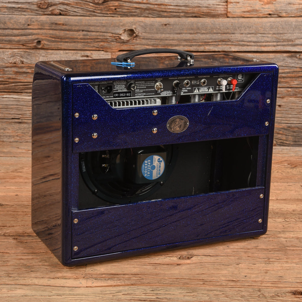 Fender FSR '65 Princeton Reverb Reissue 12-Watt 1x10" Guitar Combo Blue Sparkle - Angle 2 | MUSICTONER