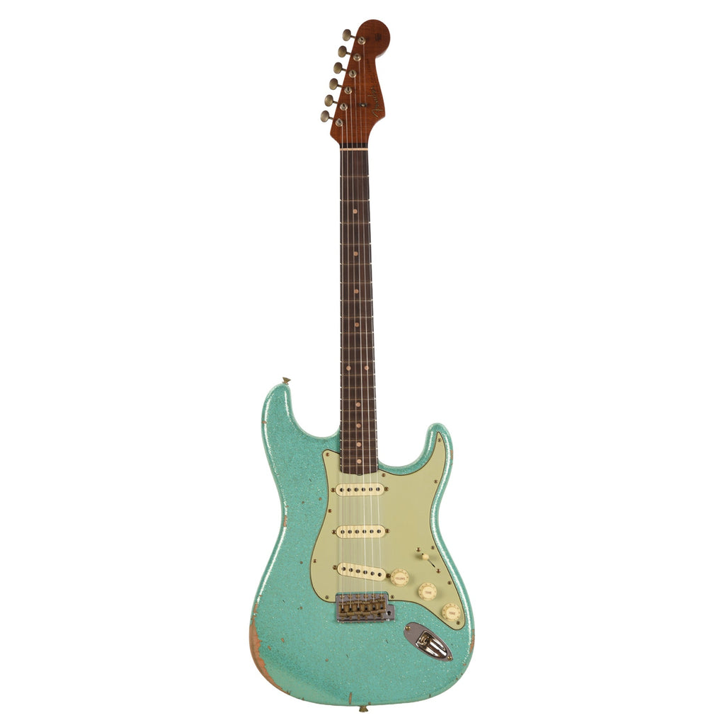 Fender Custom Shop Limited Edition '60s Dual Mag II Compound Radius Strat Relic Sea Foam Green - Angle 4 | MUSICTONER