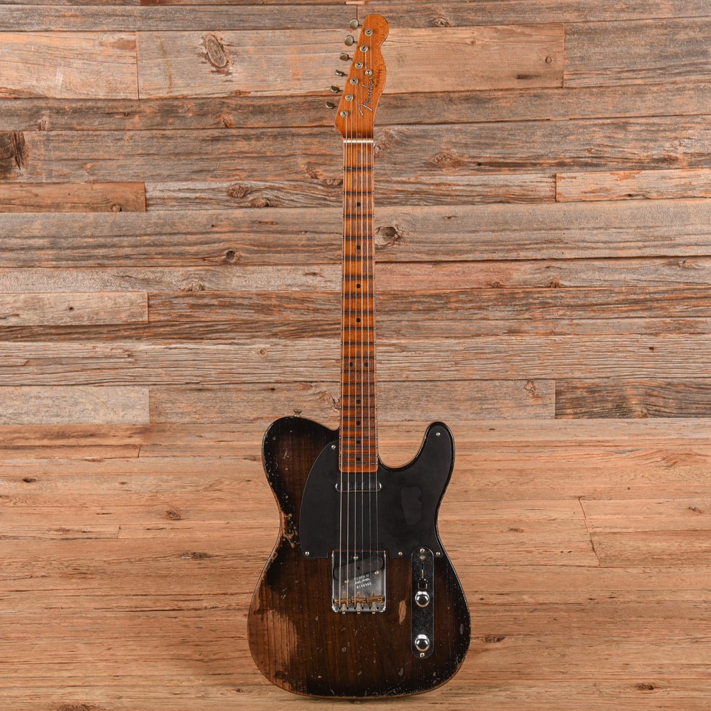 Fender Custom Shop Limited Roasted Reverse '50s Telecaster Heavy Relic Ebony Transparent 2025 - Angle 4 | MUSICTONER