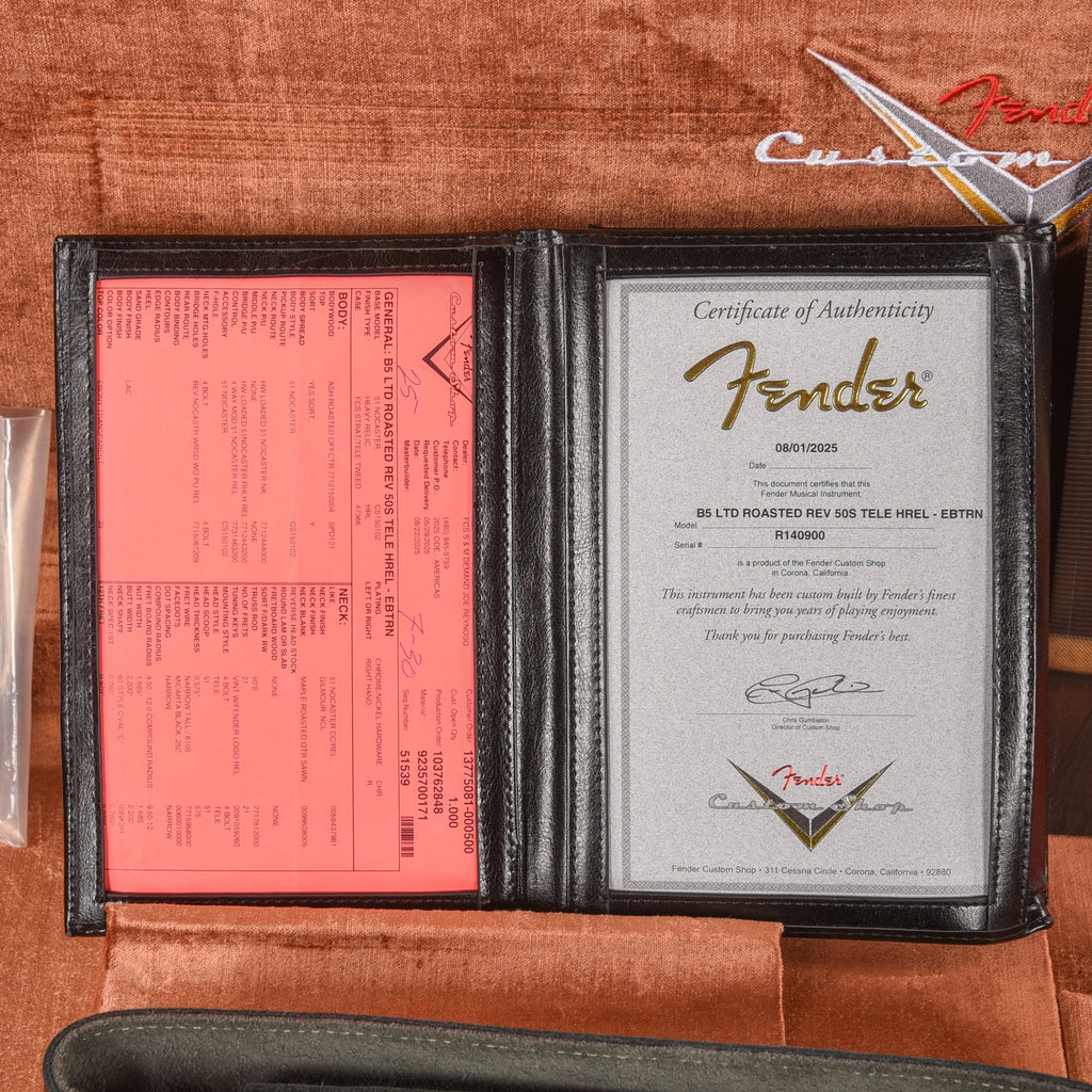 Fender Custom Shop Limited Roasted Reverse '50s Telecaster Heavy Relic Ebony Transparent 2025 - Angle 11 | MUSICTONER