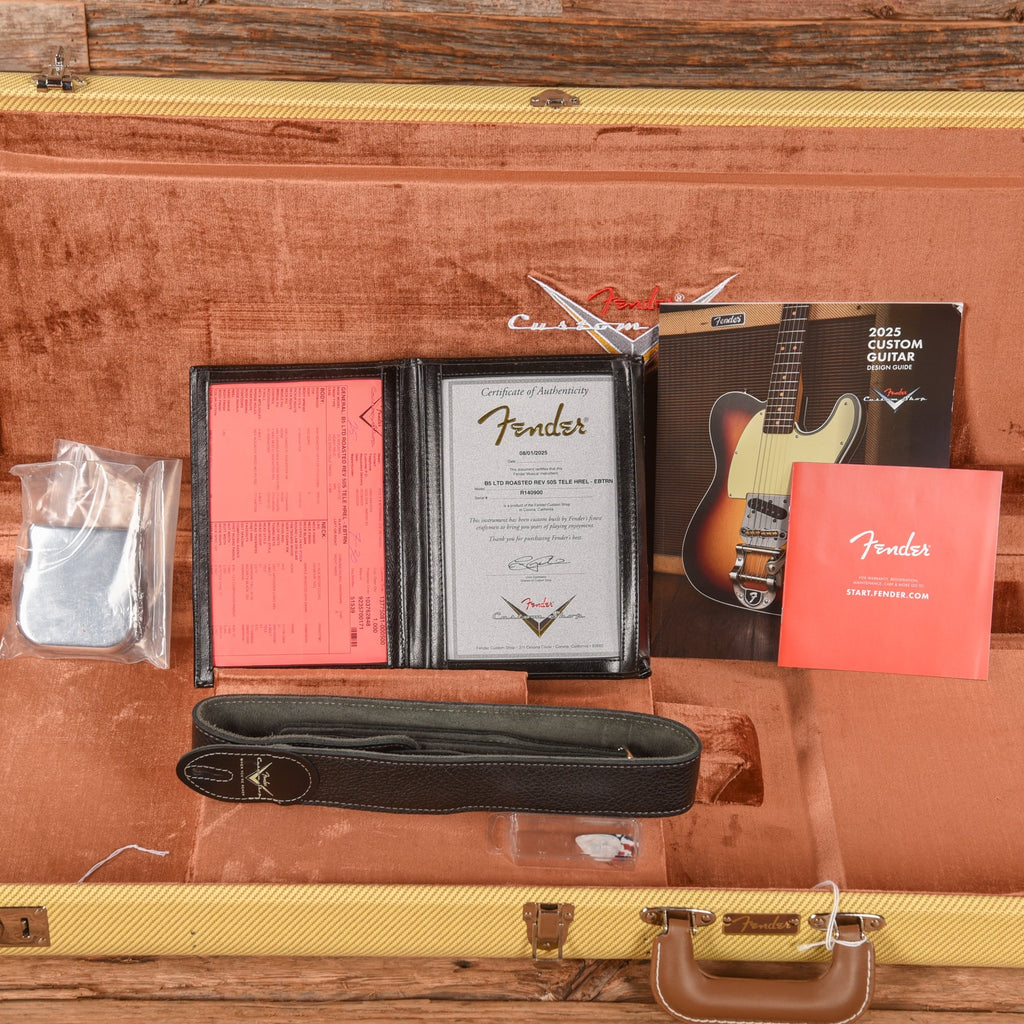 Fender Custom Shop Limited Roasted Reverse '50s Telecaster Heavy Relic Ebony Transparent 2025 - Angle 10 | MUSICTONER