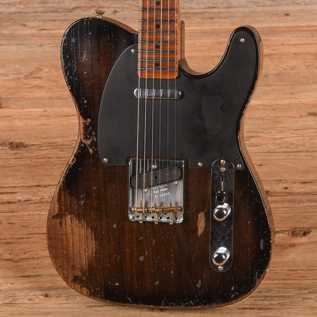 Fender Custom Shop Limited Roasted Reverse '50s Telecaster Heavy Relic Ebony Transparent 2025 - Angle 2 | MUSICTONER