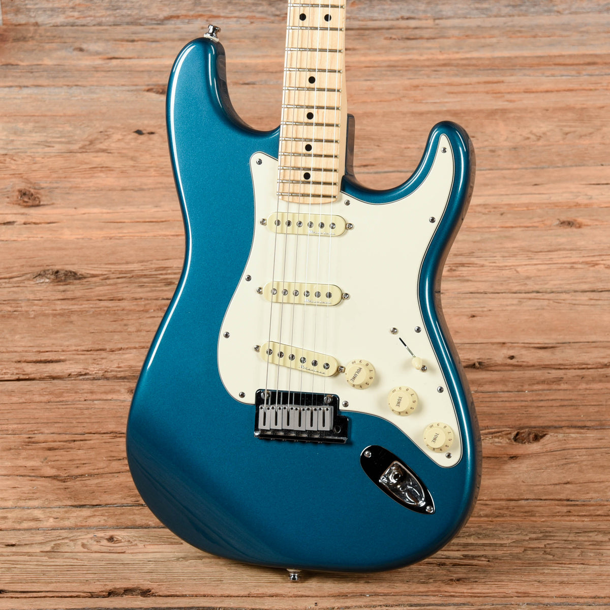 Fender American Standard Stratocaster Neck with Unknown Fender Body Lake Placid Blue - Angle 2 | MUSICTONER