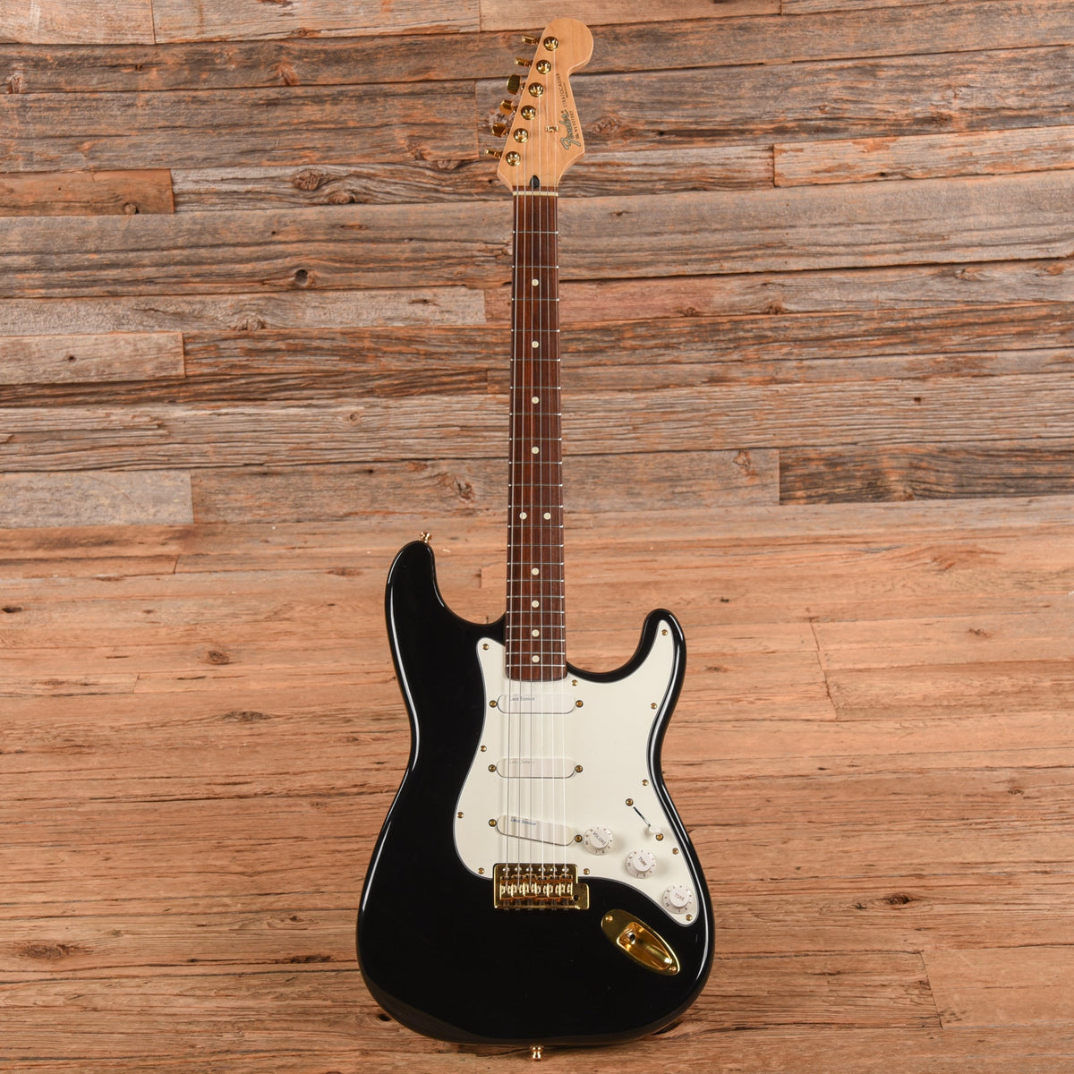 Fender American Standard Stratocaster Neck with Unknown Squier Body Black - Angle 4 | MUSICTONER