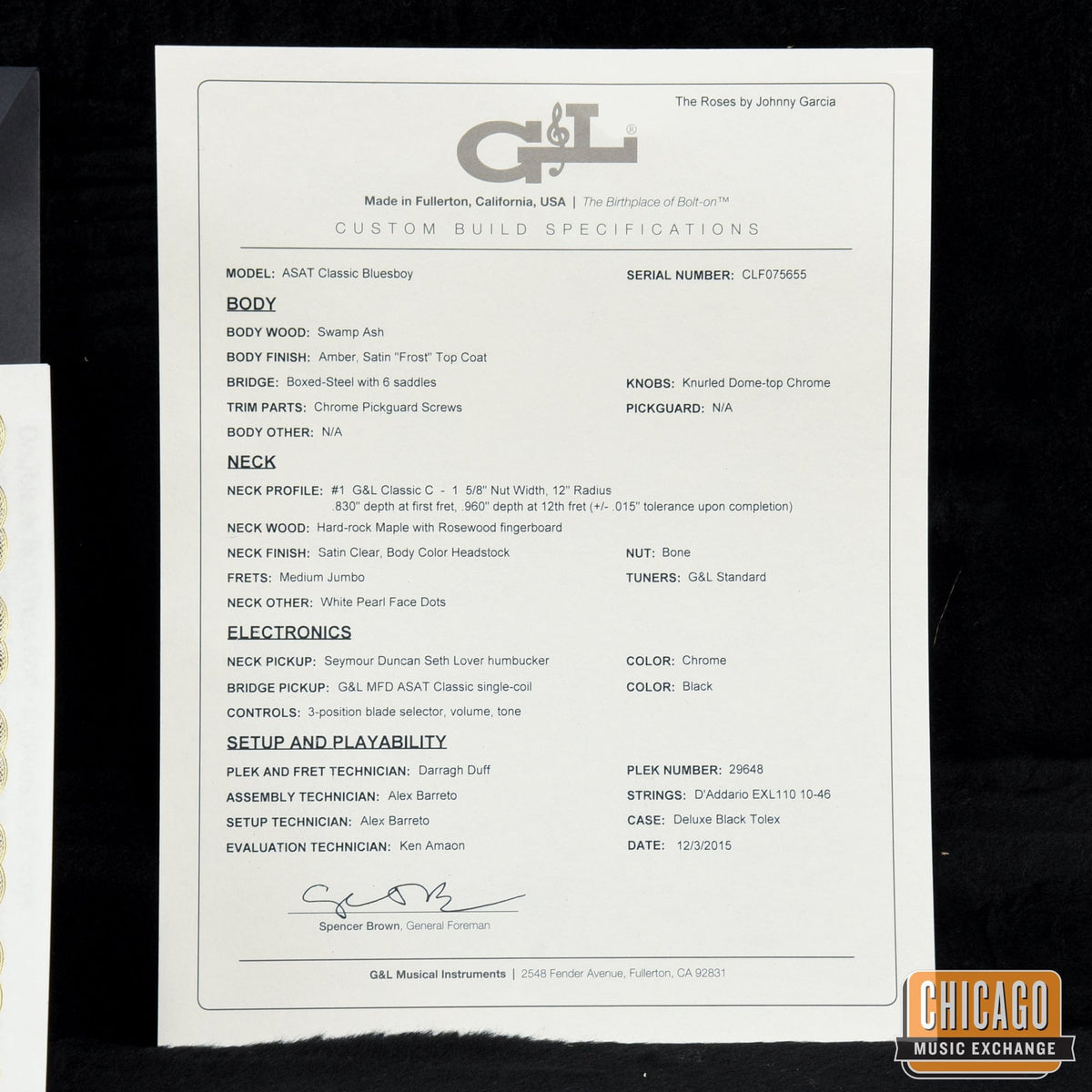 G&L ASAT Classic Bluesboy "The Roses" Limited Edition Tele Guitar