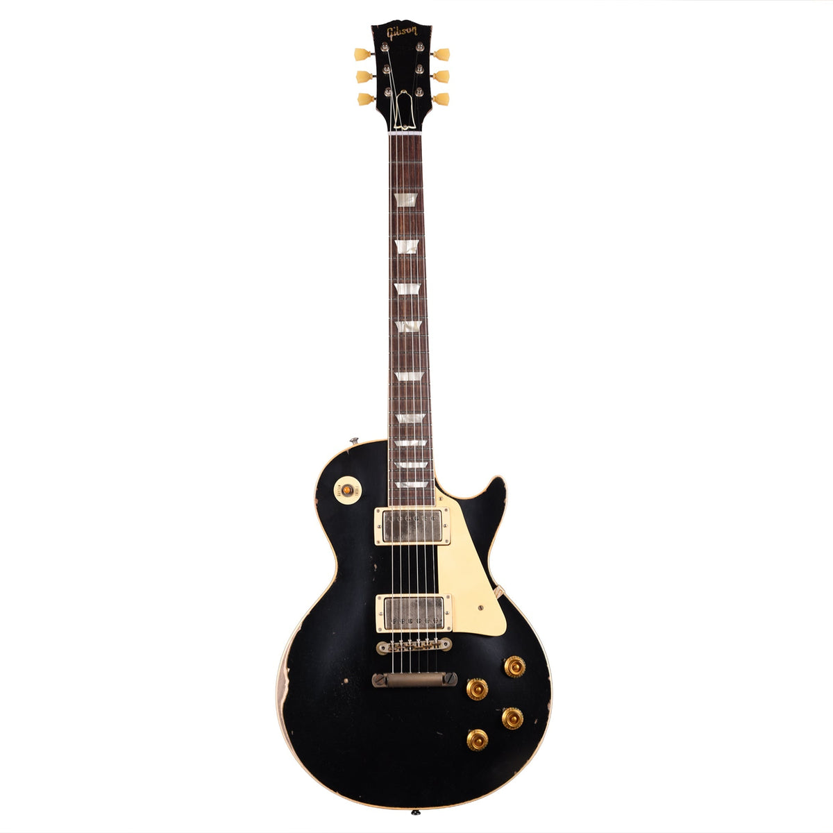 Gibson Custom Shop 1957 Les Paul Standard "CME Spec" Ebony Over Goldtop Murphy Lab Ultra Heavy - Angle 4 | MUSICTONER