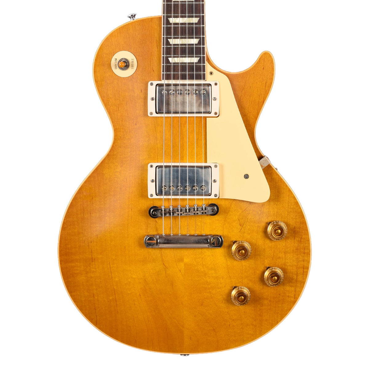 Gibson Custom Shop 1958 Les Paul Standard Reissue Lemon Burst VOS - Angle 2 | MUSICTONER