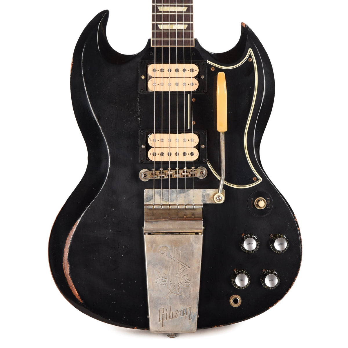 Gibson Custom Shop 1961 Les Paul SG Standard "CME Spec" Antique Ebony Murphy Lab Heavy Aged NH - Angle 2 | MUSICTONER