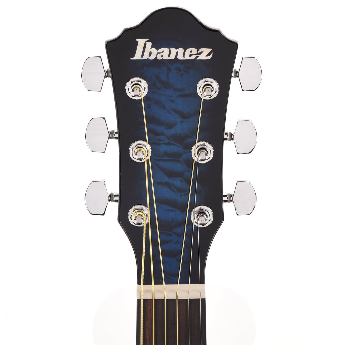 Ibanez AEWC16QATLH AEWC Acoustic-Electric Guitar Transparent Blue Sunburst High Gloss - Angle 6 | MUSICTONER