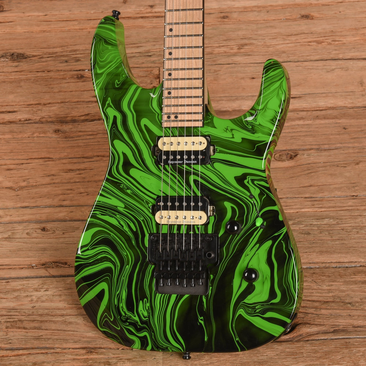Jackson Pro Series DK2M Dinky Slime Green Swirl 2015 - Angle 2 | MUSICTONER