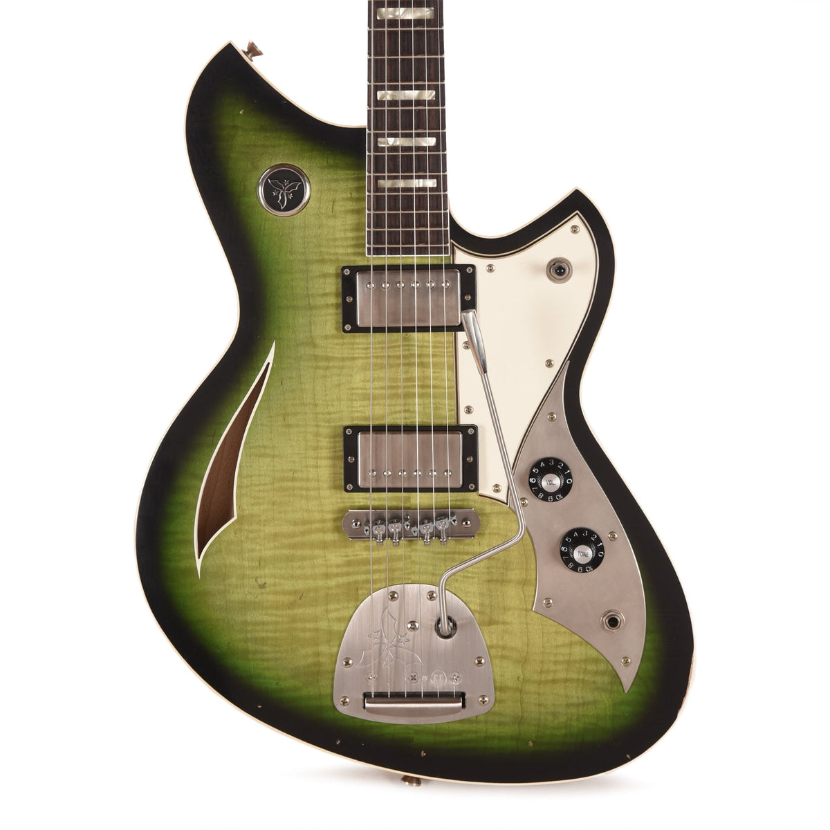 Novo Dealer Limited Miris JHH Cat's Eye Burst Light Distress w/Lollar Low-Wind Imperials - Angle 2 | MUSICTONER