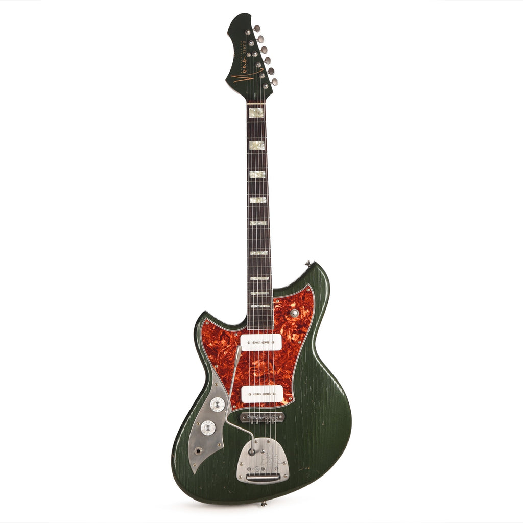 Novo Serus J Cadillac Green Light Distress w/ Fralin P-90 Pickups Left-Handed - Angle 4 | MUSICTONER