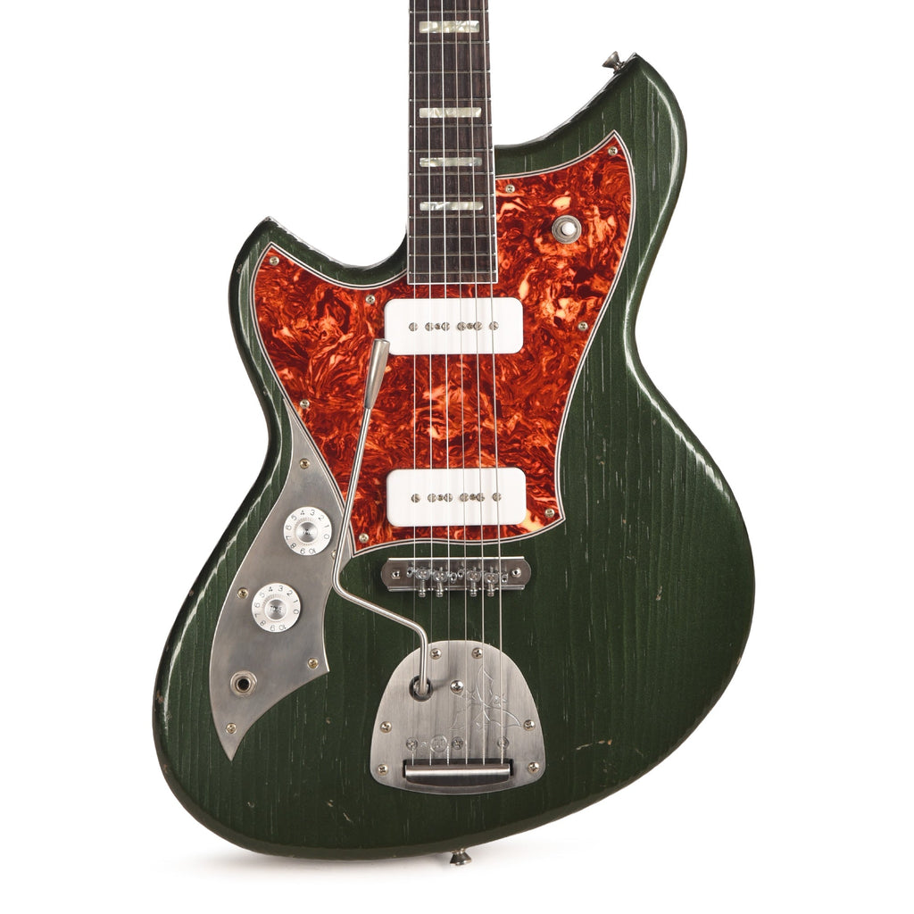 Novo Serus J Cadillac Green Light Distress w/ Fralin P-90 Pickups Left-Handed - Angle 2 | MUSICTONER