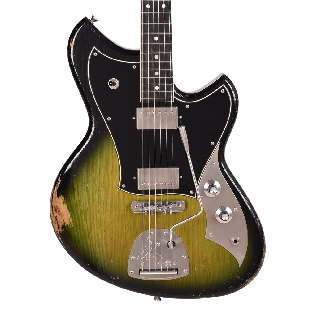 Novo Serus J HH Cat's Eye Burst Medium Distress w/ Fralin Pure PAF Pickups - Angle 2 | MUSICTONER