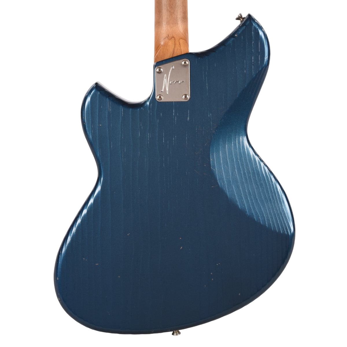 Novo Serus J Lake Como Blue Light Distress w/ Fralin Hum-Cancelling Alnico P-90 Pickups - Angle 3 | MUSICTONER