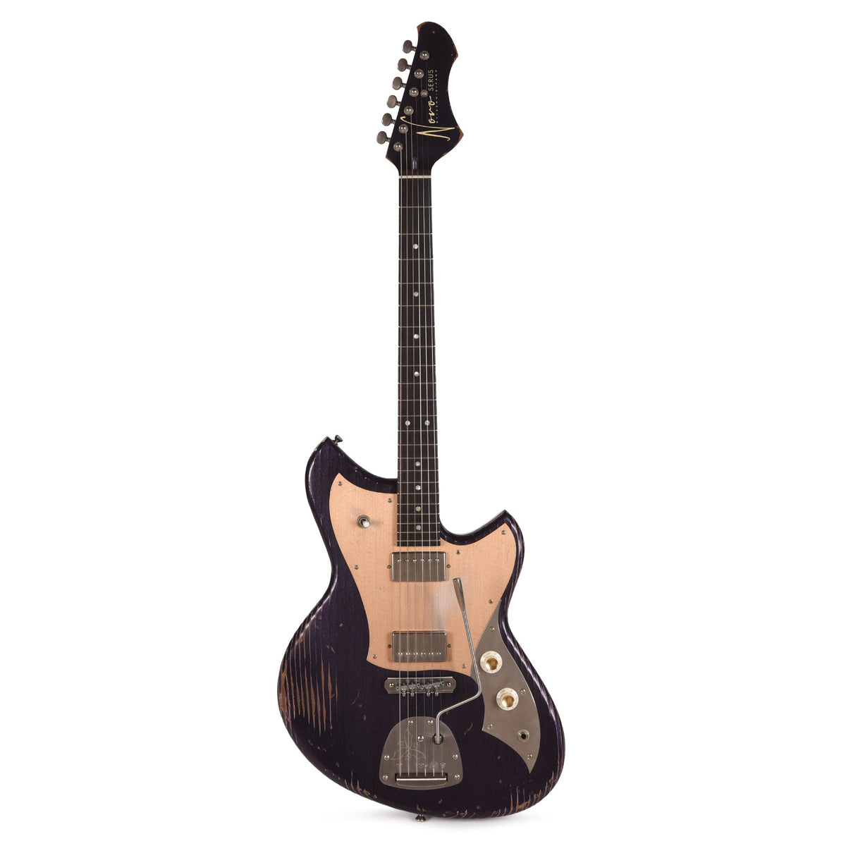 Novo Serus JHH Medium Distress Purple Stranger w/Fralin Pure PAF Humbuckers - Angle 4 | MUSICTONER