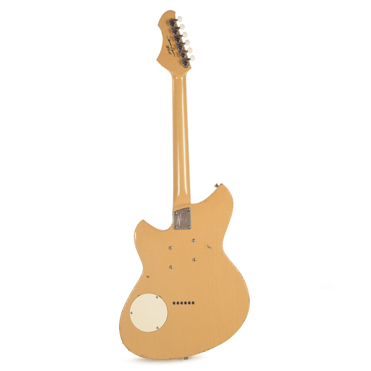 Novo Signature Chambered Serus T Desert Sand Silver Flake Light Distress w/White Vinyl Trim & - Angle 5 | MUSICTONER
