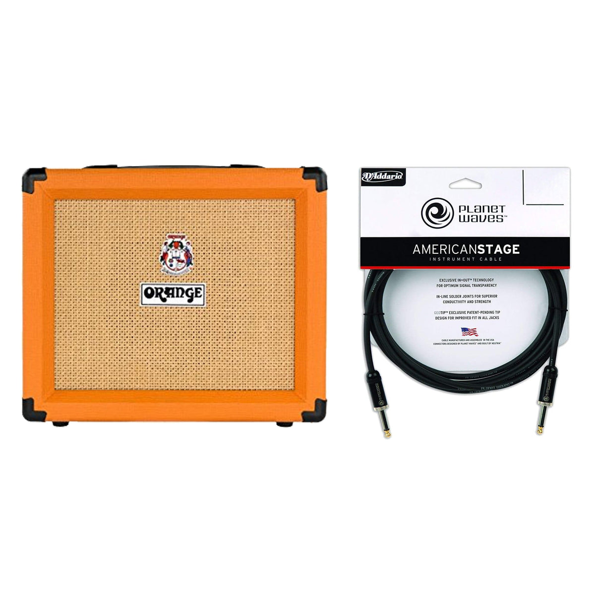 Orange Crush 20RT 1x8" Guitar Combo Amp w/Reverb & Built-In Tuner Cable Bundle - MusicMarket
