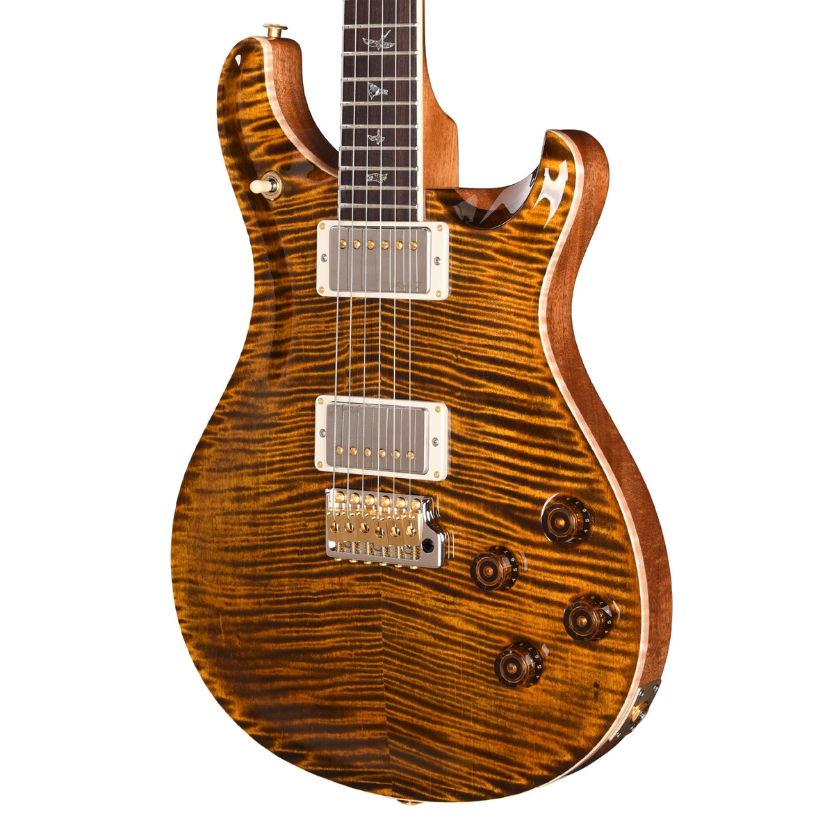 PRS Wood Library McCarty 594 Tremolo Flame 10 Top Tiger Eye - Angle 3 | MUSICTONER