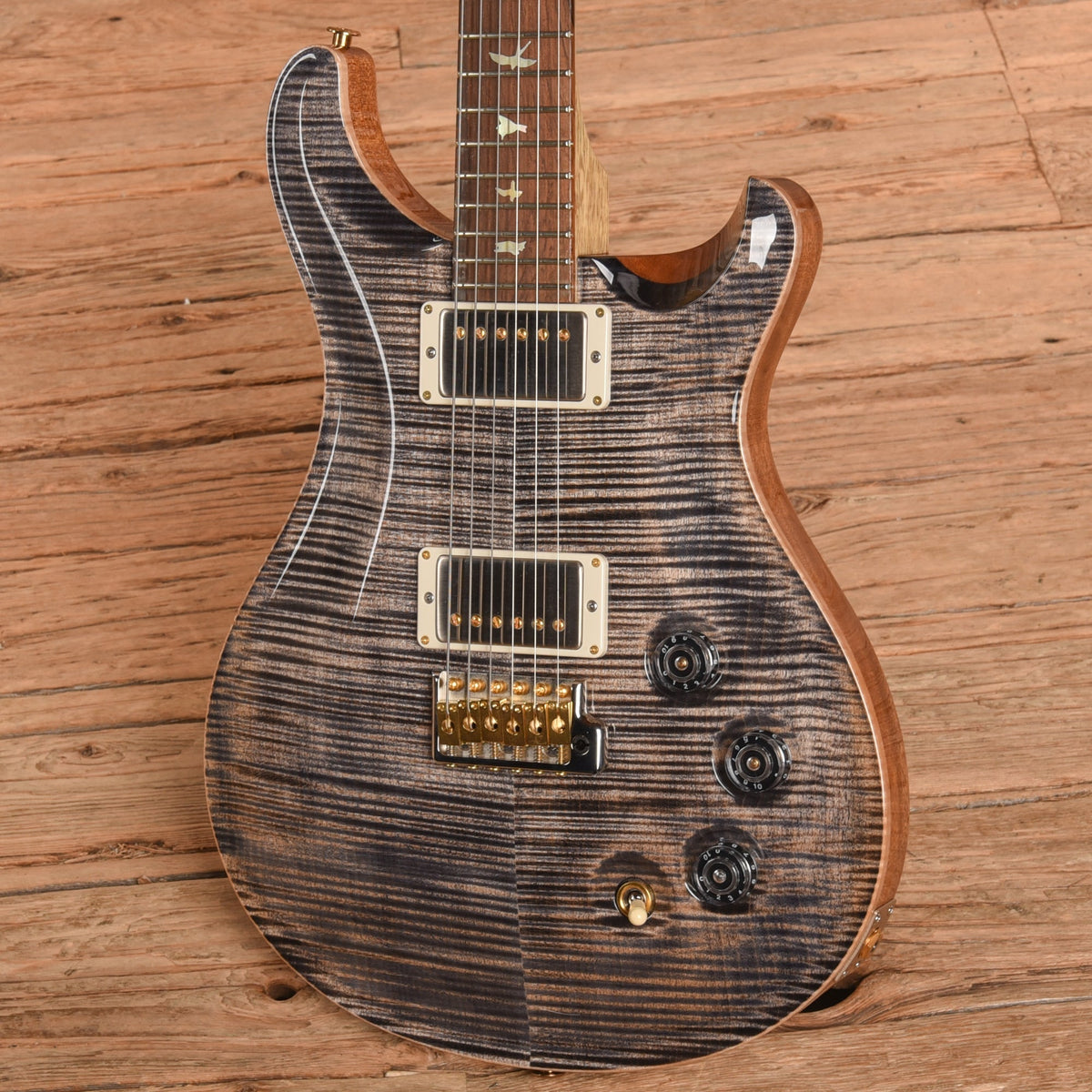 PRS Wood Library DGT 10-Top w/Korina Neck and Brazilian Rosewood Fretboard Charcoal 2024 - Angle 2 | MUSICTONER
