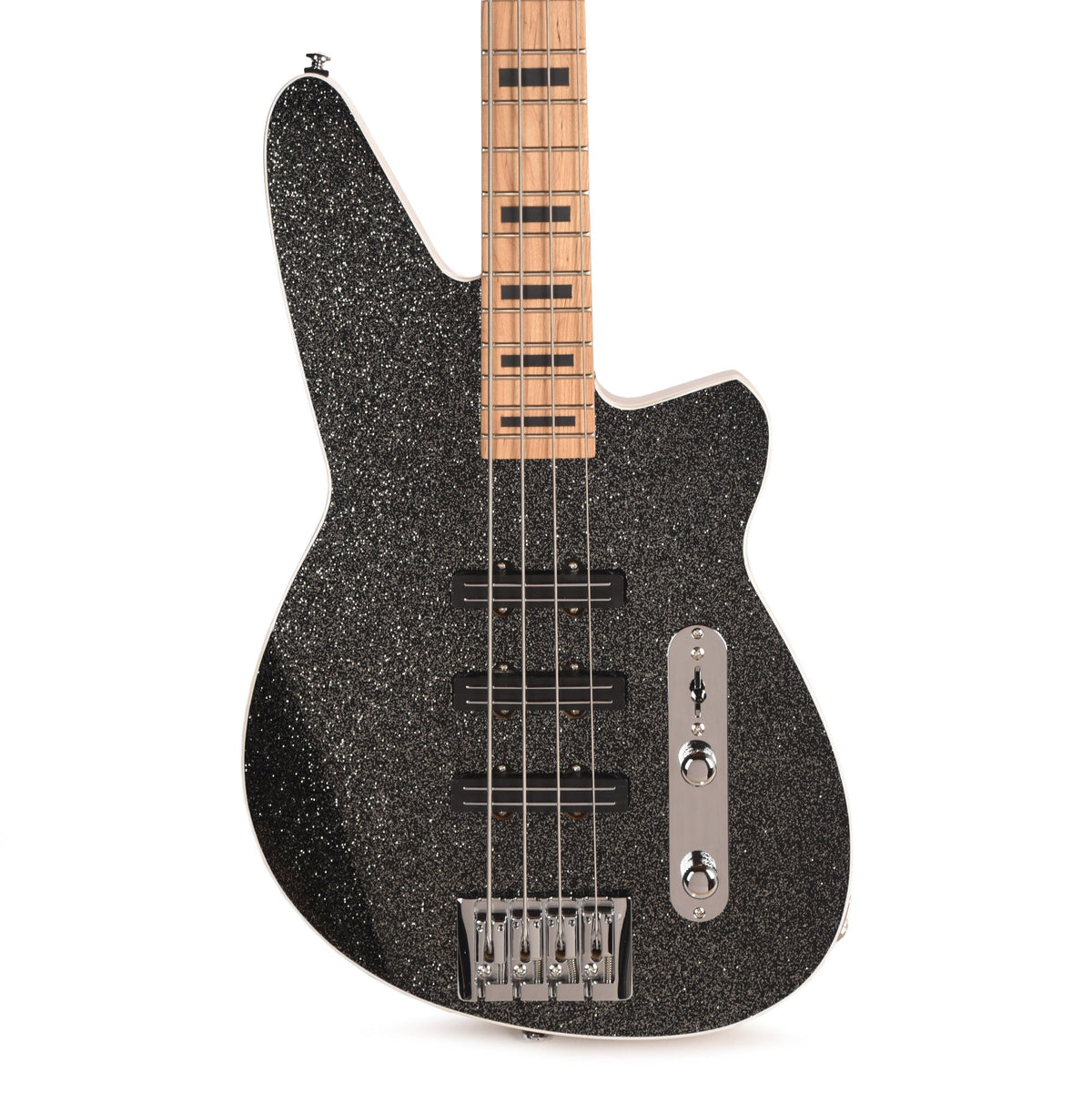 Reverend Triad Bass Guitar Black Sparkle - Angle 2 | MUSICTONER