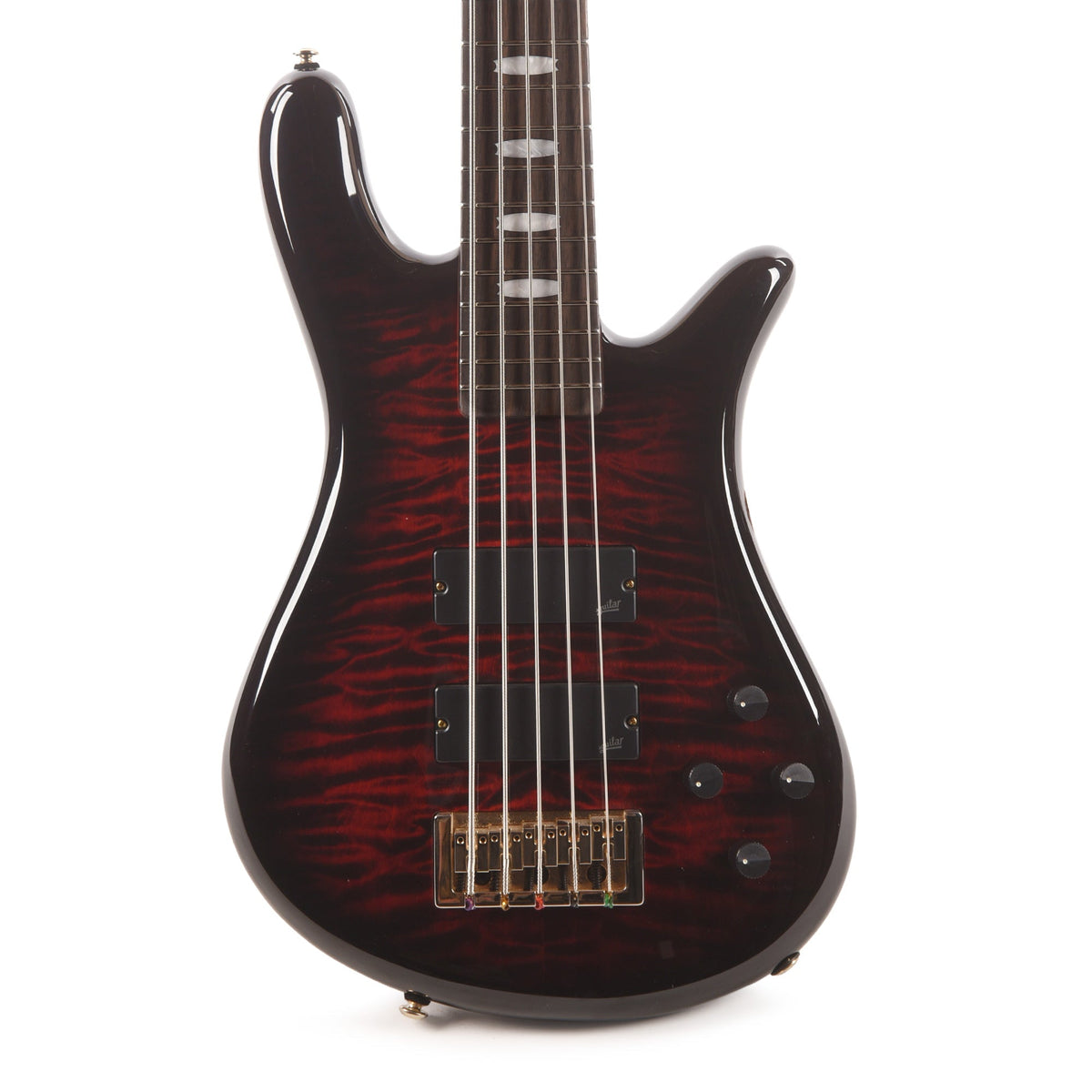 Spector Icon NS-5 Bolt-On 5-String Bass Black Cherry Gloss - Angle 2 | MUSICTONER