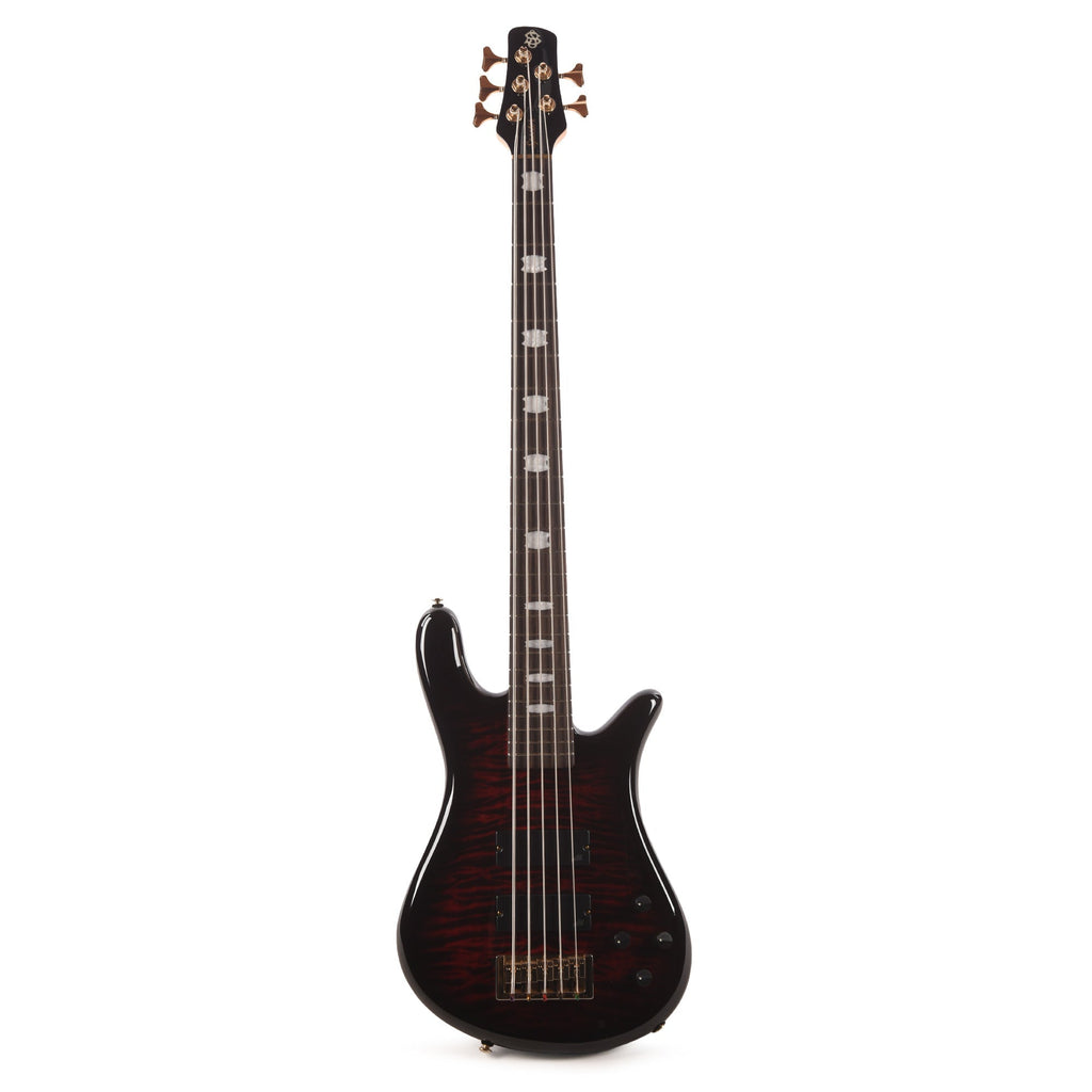 Spector Icon NS-5 Bolt-On 5-String Bass Black Cherry Gloss - Angle 4 | MUSICTONER