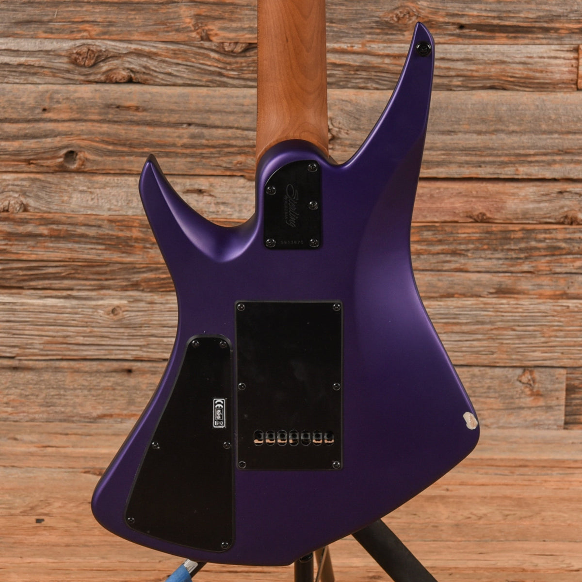 Sterling by Music Man Kaizen 7-String Firemist Purple Satin - Angle 3 | MUSICTONER