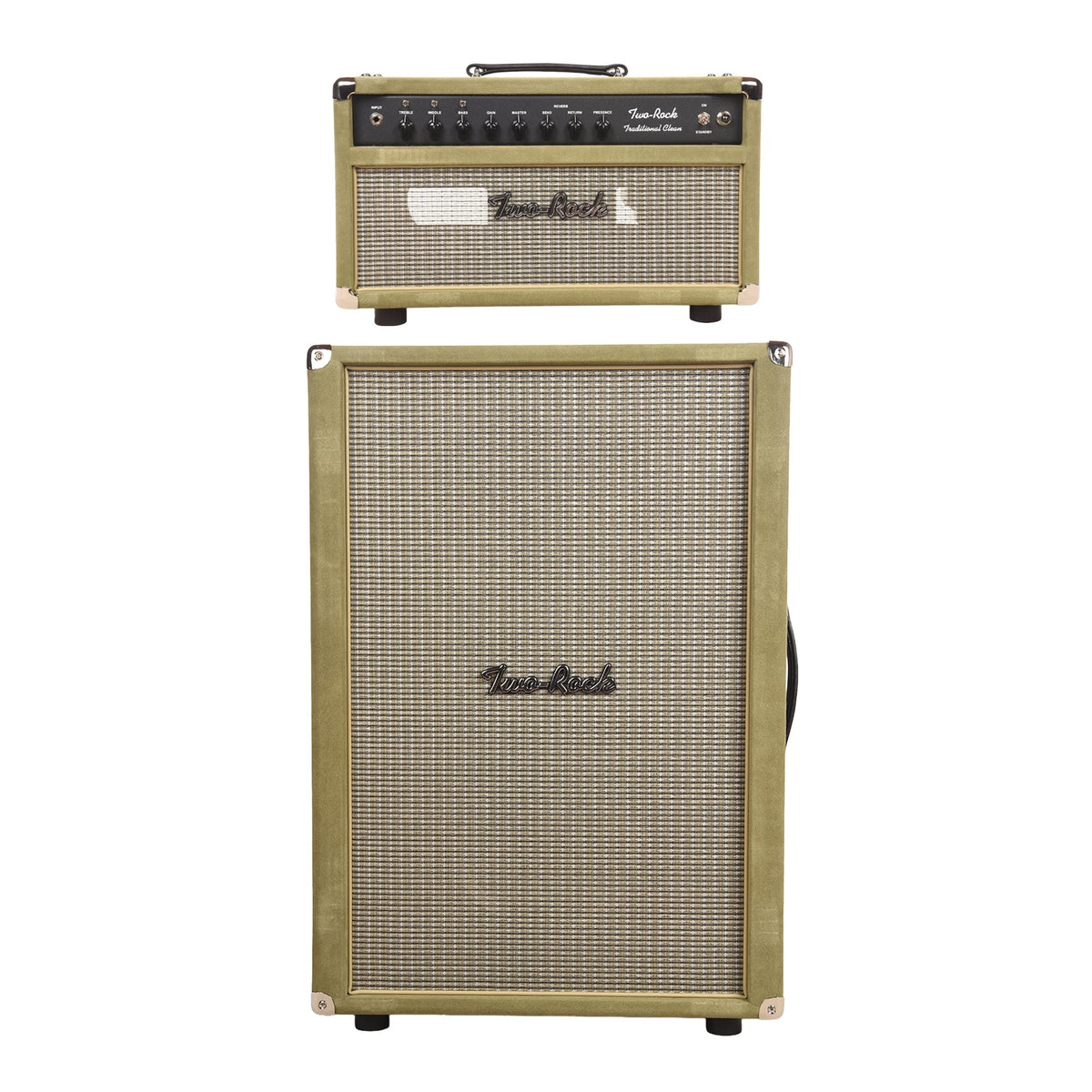 Two Rock Traditional Clean 100/50W and 2x12 Vertical Cabinet Moss Suede w/ Beige Grill Cloth Bundle - MUSICTONER