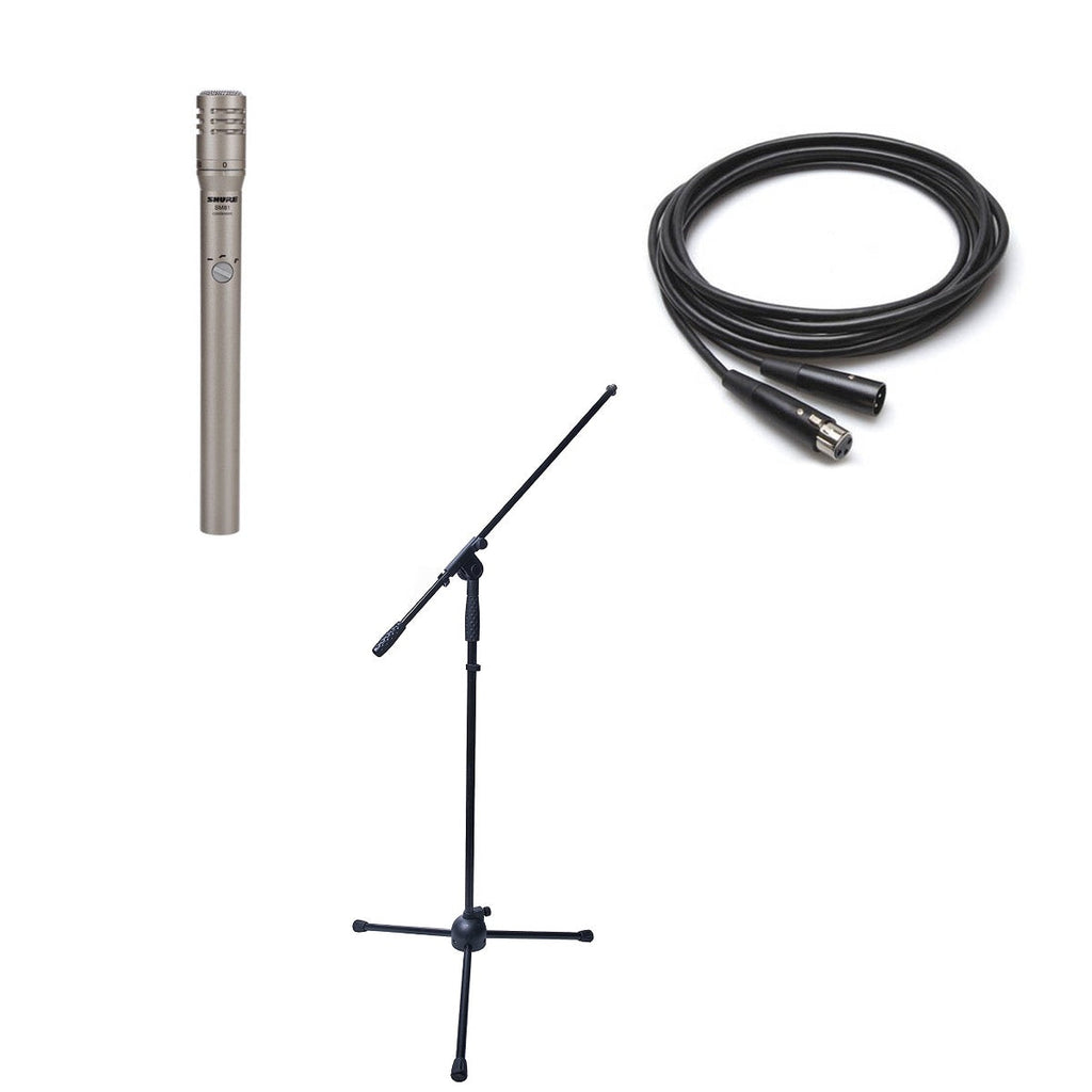 Shure SM81 Instrument Microphone Bundle- Shure SM81 Boom Stand and XLR Cable - MusicMarket
